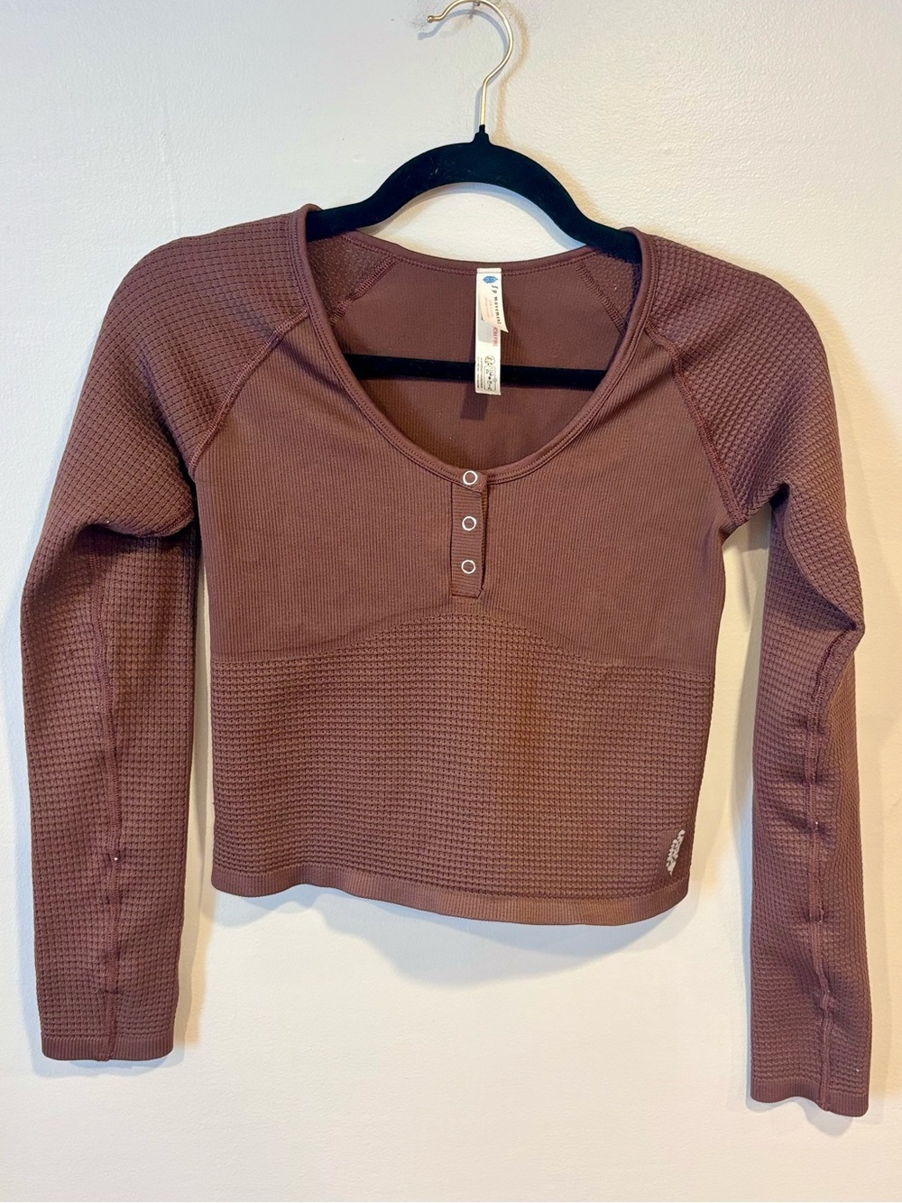 FP Movement Free People Cocoa Bail Out Layer Long Sleeve Ribbed Top Women's M/L